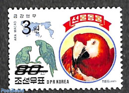 Korea, North 2006 3W On 80ch Black Overprint, Stamp Out Of Set, Mint NH, Nature - Various - Birds - Parrots - Maps - Geografía