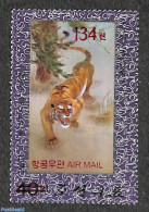 Korea, North 2006 134W On 40ch Red Overprint, Stamp Out Of Set, Mint NH, Nature - Cat Family - Art - East Asian Art - .. - Corea Del Norte