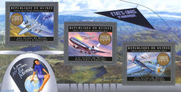 Guinea, Republic 2012 American Aircraft 3v M/s, Mint NH, Transport - Aircraft & Aviation - Airplanes