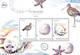 Netherlands - Personal Stamps TNT/PNL 2022 Fort Ellewoutsdijk 3v M/s, Mint NH, Nature - Birds - Sea Mammals - Shells &.. - Vie Marine