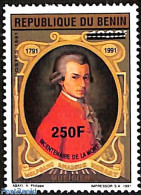 Benin 1995 Wolfgang Amadeus Mozart, Overprint, Mint NH, Performance Art - Amadeus Mozart - Music - Art - Composers - Ongebruikt