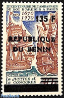 Benin 1998 3 Centenary Of The Embassy Of The King Of Arbes In Paris, Overprint, Mint NH, Transport - Ships And Boats - Ungebraucht