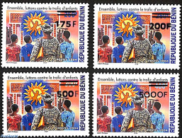 Benin 2007 Together We Fight Against Child Trafficking, Set Of 4 Stamps, Overprint, Mint NH, History - Various - Human.. - Ongebruikt