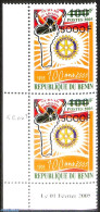 Benin 2007 Set Of 2 Stamps, 100 Years Of Rotary, Overprint, Mint NH, Various - Errors, Misprints, Plate Flaws - Rotary - Unused Stamps