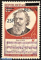 Benin 2008 Johannes Brahms, Composer, Overprint, Mint NH, Performance Art - Various - Music - Errors, Misprints, Plate.. - Ungebraucht