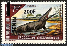 Benin 2008 Crocodile Cataphractus, Overprint, Mint NH, Nature - Crocodiles - Trees & Forests - Water, Dams & Falls - Neufs