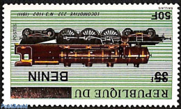 Benin 2009 Locomotive 232, Overprint, Mint NH, Transport - Railways - Neufs