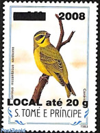Sao Tome/Principe 2008 Serinus Mozambicus Santhome, Overprint, Mint NH, Nature - Birds - Sao Tome Et Principe