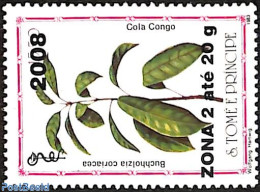 Sao Tome/Principe 2008 Buchholzia Coriacea, Overprint, Mint NH, Nature - Flowers & Plants - Sao Tome And Principe