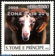 Sao Tome/Principe 2008 Goat, Overprint, Mint NH, Nature - Animals (others & Mixed) - Sao Tome En Principe