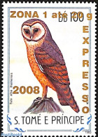 Sao Tome/Principe 2008 Owl Tyto Alba Thomensis, Overprint, Mint NH, Nature - Birds - Owls - Sao Tome En Principe