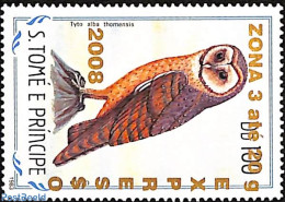 Sao Tome/Principe 2008 Owl Tyto Alba Thomensis, Overprint, Mint NH, Nature - Birds - Owls - Sao Tome And Principe