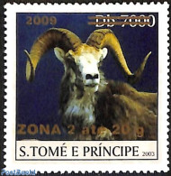 Sao Tome/Principe 2009 Goat, Overprint Zona 2 Gold, Mint NH, Nature - Animals (others & Mixed) - Sao Tome And Principe