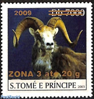 Sao Tome/Principe 2009 Goat, Overprint Zona 3 Gold, Mint NH, Nature - Animals (others & Mixed) - Sao Tomé Y Príncipe