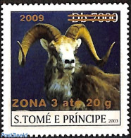 Sao Tome/Principe 2009 Goat, Overprint Zona 3 Gold, Mint NH, Nature - Animals (others & Mixed) - Sao Tome En Principe