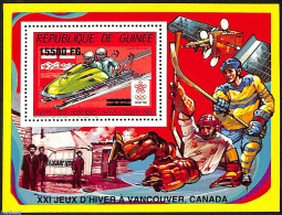 Guinea, Republic 2009 Block Olympic Wintergames Calgary, Overprint, Mint NH, Sport - Transport - (Bob) Sleigh Sports -.. - Inverno