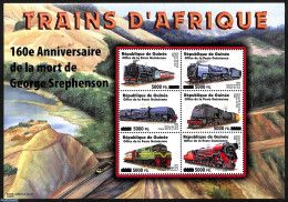 Guinea, Republic 2008 George Srephenson, Trains, Locomotives, Overprint, Mint NH, Transport - Railways - Trenes