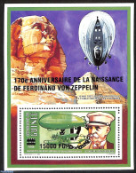 Guinea, Republic 2008 Zeppelin, Pyramid, Overprint, Block, Mint NH, Transport - Zeppelins - Zeppelines