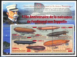 Guinea, Republic 2008 Zeppelin, Overprint, Mint NH, History - Transport - Flags - Zeppelins - Zeppelines