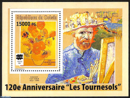 Guinea, Republic 2008 The Sunflowers By Vincent Van Gogh, Overprint, Block, Mint NH, Nature - Flowers & Plants - Water.. - Bridges