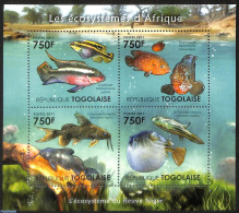 Togo 2011 African Ecosystem, Niger River 4v M/s, Mint NH, Nature - Fish - Peces
