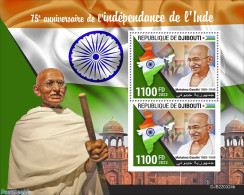 Djibouti 2022 75th Anniversary Of Independence Of India, Mint NH, History - Various - Gandhi - Maps - Mahatma Gandhi