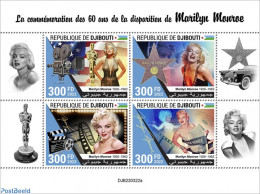 Djibouti 2022 60th Memorial Anniversary Of Marilyn Monroe, Mint NH, Performance Art - Marilyn Monroe - Movie Stars - Attori