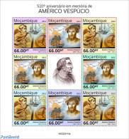 Mozambique 2022 510th Memorial Anniversary Of Amerigo Vespucci, Mint NH, History - Transport - Explorers - Ships And B.. - Onderzoekers