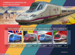 Mozambique 2022 European Speed Trains, Mint NH, Transport - Railways - Trenes