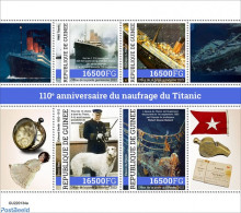 Guinea, Republic 2022 110th Anniversary Of The Sinking Of The Titanic, Mint NH, Nature - Transport - Dogs - Ships And .. - Bateaux