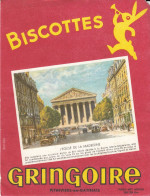 BUVARD  - GRINGOIRE - Biscottes -  PARIS - L'église De La Madeleine  - Pithiviers En Gatinais - Lebensmittel