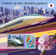 Guinea Bissau 2022 Japanese High-speed Trains, Mint NH, Nature - Transport - Fish - Railways - Peces