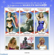 Central Africa 2022 60th Memorial Anniversary Of Marilyn Monroe, Mint NH, Performance Art - Marilyn Monroe - Movie Stars - Attori