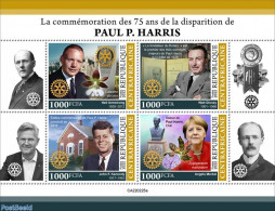 Central Africa 2022 75th Memorial Anniversary Of Paul P. Harris, Mint NH, History - Nature - Various - American Presid.. - Rotary, Club Leones