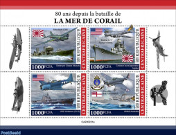 Central Africa 2022 80 Years Since The Battle Of The Coral Sea, Mint NH, History - Transport - World War II - Aircraft.. - WW2