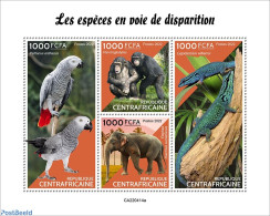 Central Africa 2022 Endangered Species , Mint NH, Nature - Animals (others & Mixed) - Elephants - Monkeys - Parrots - Centrafricaine (République)