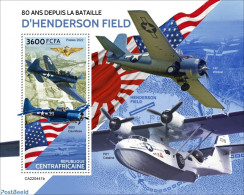 Central Africa 2022 80 Years Since The Battle Of Henderson Field, Mint NH, History - Transport - World War II - Aircra.. - Seconda Guerra Mondiale