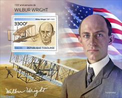 Togo 2022 155th Anniversary Of Wilbur Wright, Mint NH, Transport - Aircraft & Aviation - Flugzeuge