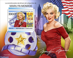 Togo 2022 60th Memorial Anniversary Of Marilyn Monroe, Mint NH, Performance Art - Marilyn Monroe - Togo (1960-...)