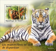 Niger 2022 Endangered Mammals, Mint NH, Nature - Cat Family - Monkeys - Niger (1960-...)
