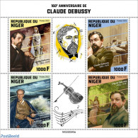 Niger 2022 160th Anniversary Of Claude Debussy, Mint NH, Performance Art - Music - Musical Instruments - Art - Composers - Muziek