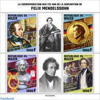 Niger 2022 175th Memorial Anniversary Of Felix Mendelssohn, Mint NH, Performance Art - Music - Musical Instruments - A.. - Music