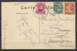 CP Paris Affr. 30c Càd ST-MANDE /10-12-1928 Pour CINEY - Réaffranchi N°247 Càd CINEY /11 XII 1928 Pour ANVERS - 1922-1927 Houyoux