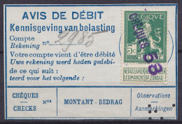 Récépissé D'avis De Débit Affr. N°110 Annulation Au Composteur "CHEQUES 58" (BRUXELLES) -- RRR ! Seule Pièce Vue ! - 1912 Pellens