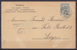 CP Affr. N°53 Càd LIEGE /28 AOÜT 1905/ DEPART Pour E/V - Griffe [BOIS DE BREUX] - 1893-1907 Stemmi