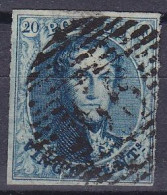 Belgique - N°4 - 20c Bleu Médaillon P99 QUIEVRAIN - 1849-1850 Medaillons (3/5)