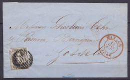 L. Datée 11 Juin 1856 De CHAPELLE-LEZ-HERLAIMONT Affr. N°6 (margé) P107 (Seneffe) Càd MANAGE /12 JUIN 1856 Pour GOSSELIE - 1851-1857 Medallones (6/8)