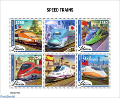Liberia 2022 Speed Trains, Mint NH, Transport - Railways - Trenes