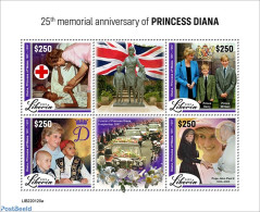 Liberia 2022 25th Memorial Anniversary Of Princess Diana, Mint NH, History - Religion - Charles & Diana - Flags - Pope - Königshäuser, Adel