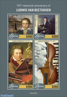 Liberia 2022 195th Memorial Anniversary Of Ludwig Van Beethoven, Mint NH, Performance Art - Music - Musical Instrument.. - Muziek